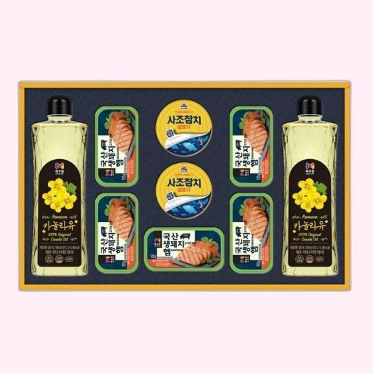 식용유 카놀라유 참치 캔 햄 통조림 선물세트 답례품 명절 설 설날 구정 쇼핑백포함 직원 보험 실속 단체