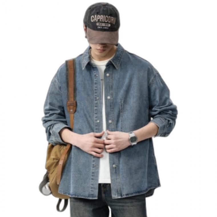 남자 남성 봄 간절기 캐주얼 루즈핏 청 데님 남방 셔츠 자켓 외투