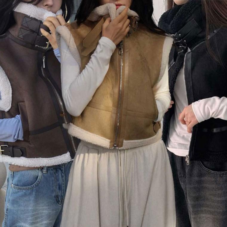 테두리퍼 여성패션베스트 여자조끼 여성베스트 버클 여성니트베스트 하이넥