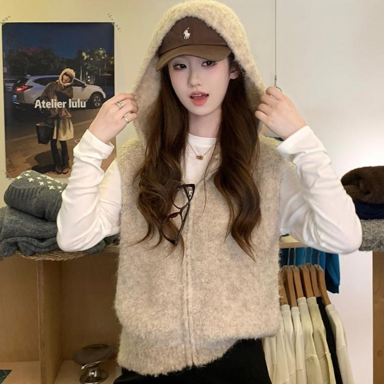 집업 여성조끼 후드 여성가을베스트 여성패션베스트 여성니트베스트 LL