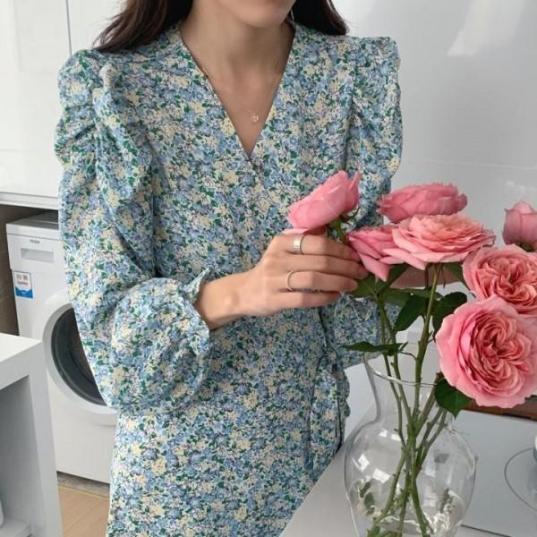 꽃놀이 여성 데일리 쉬폰 어깨 오피스룩 하객룩 롱 랩스타일 미니 여리룩