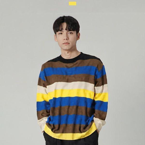 남자니트 오버핏니트 1COLOR 브이넥니트 남성캐주얼니트 남성스웨터