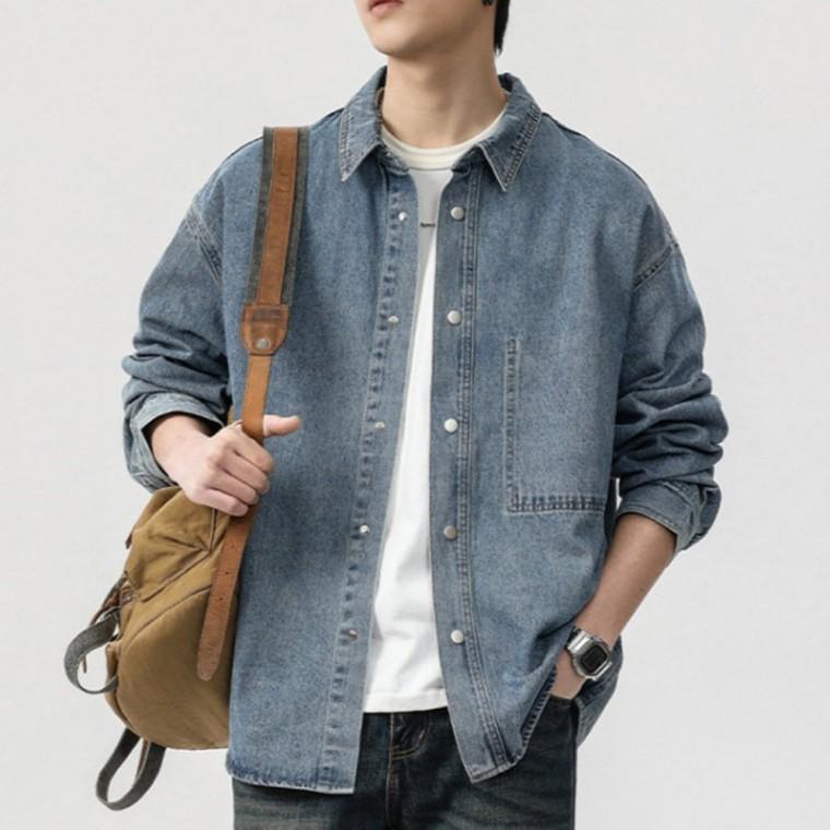 남성남방 남성의류셔츠 캐주얼 긴팔셔츠 데님 셔츠 루즈핏 베이직셔츠