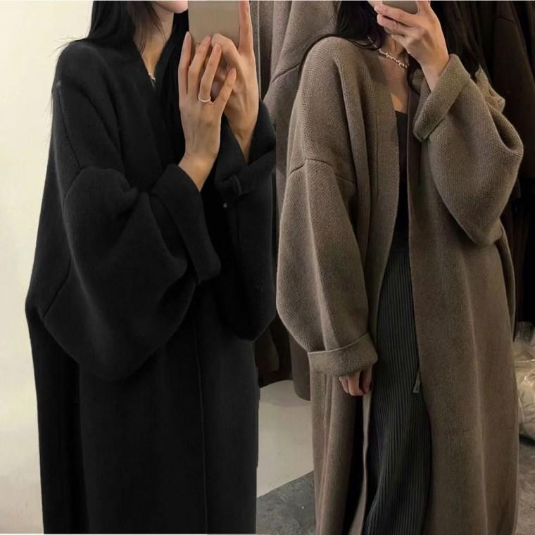 스타일 겨울 코트 가디건 아우터 오픈 루즈핏 여자