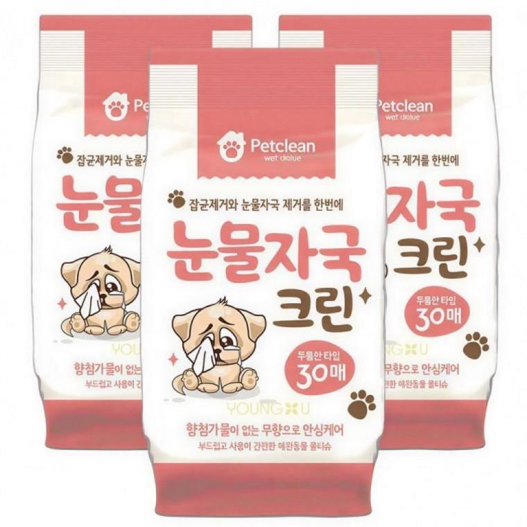 EAS 펫크린 강아지물티슈 눈물자국 크린 물티슈 30매x48개입 1박스