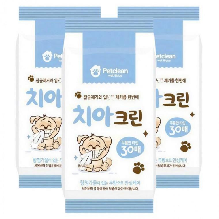 EAS 펫크린 강아지물티슈 치아크린 물티슈 30매x48개입 1박스