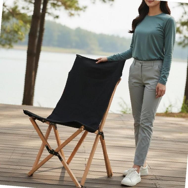 우드 폴딩 캠핑의자 릴렉스체어 안락 의자 야외용 나무 의자