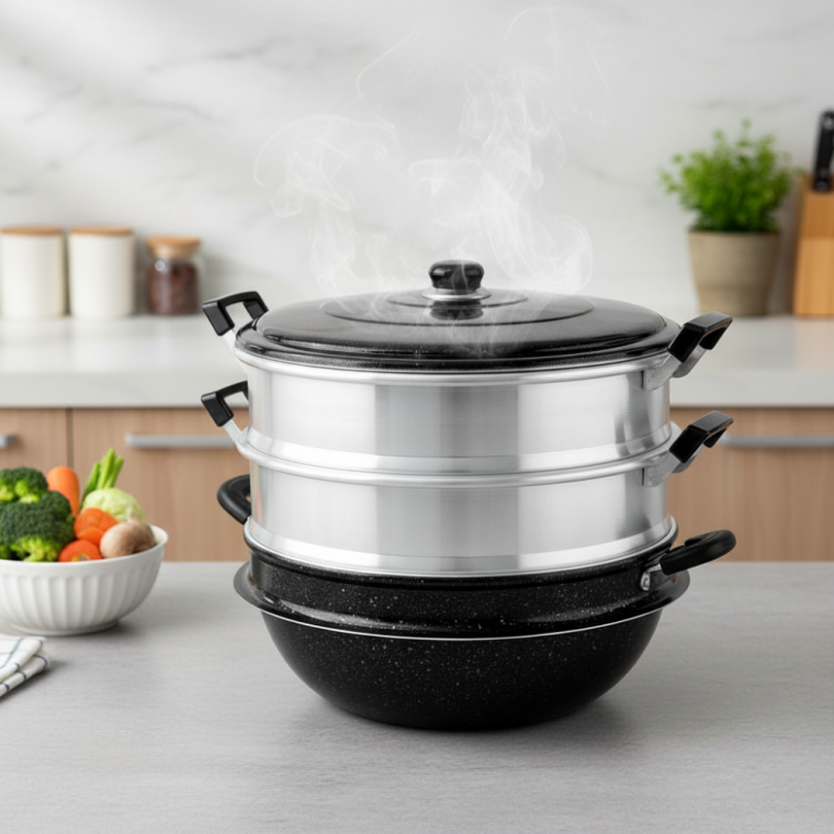 업소용 대용량 마블 3단 찜기 40cm 알루미늄 다용도 솥
