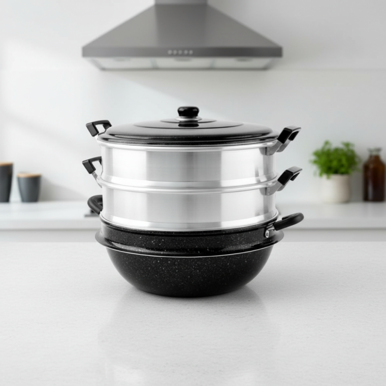 업소용 대용량 3단 찜기 마블 알루미늄 찜솥 46cm 대형 조리도구