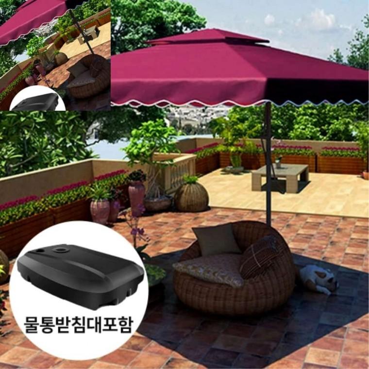 대형 폴딩 사각파라솔 풀세트 파라솔+전용물통받침대 펜션 커피숍 식당 정원 피크닉파라솔 야외용파라솔 캠