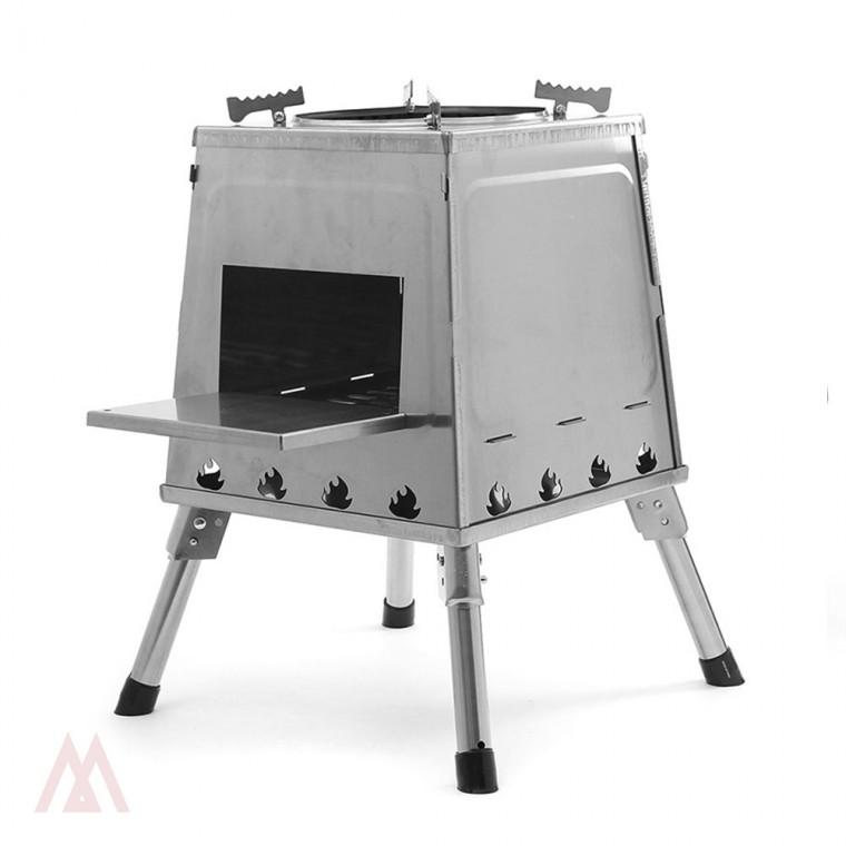 캠핑 접이식 화목난로 35x47cm 실버 화목난로받침대 티타늄화목난로 야외용히터