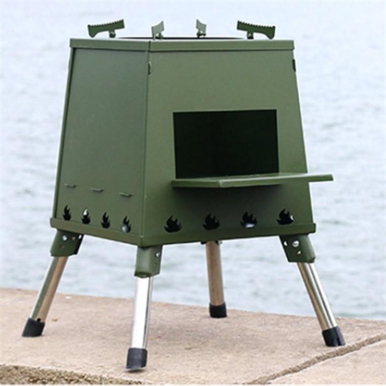 접이식 화목난로 34cm 카키 야외히터 화목조리대