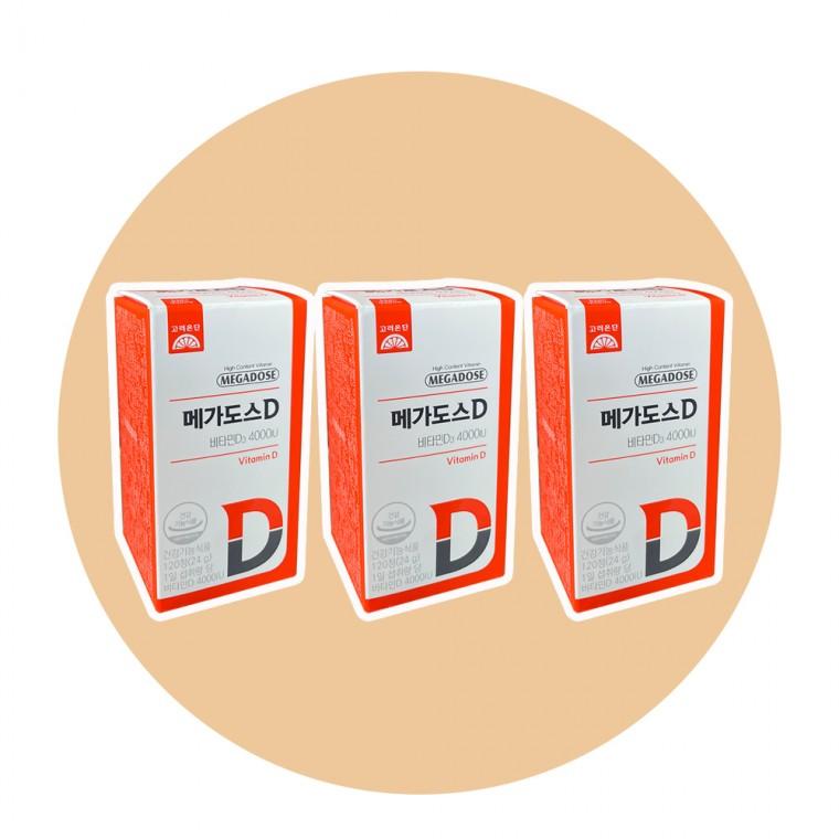 고려은단 메가도스D 비타민D3 4000IU 200mg x 120정 3박스