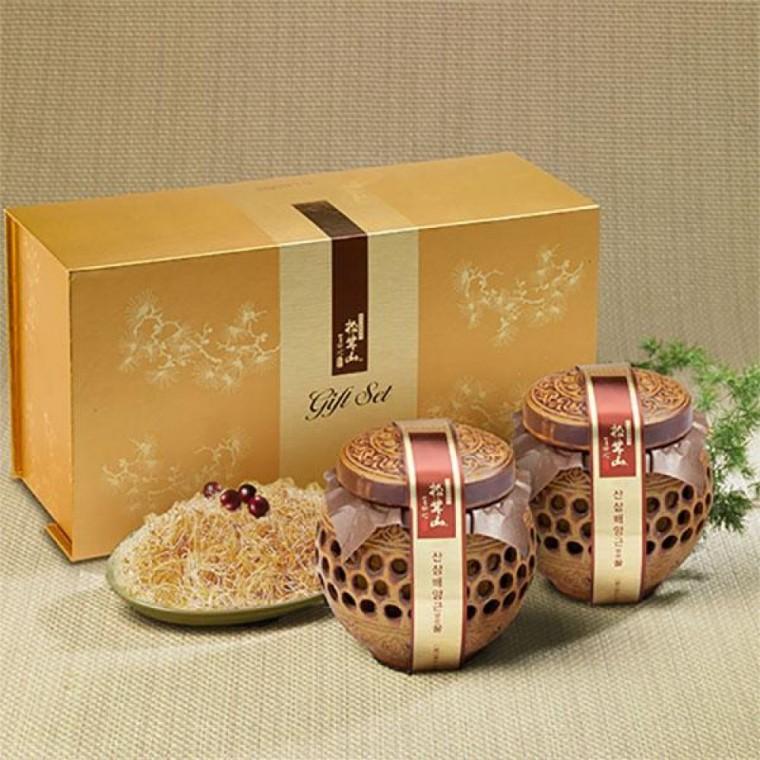 건강식품 건강즙 산삼배양근 담은꿀 산삼배양근담은꿀 도자기 400gx2