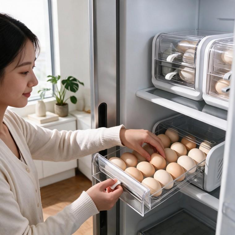 계란보관함 2단 냉장고정리함 주방 식재료 수납케이스 식탁 소품 활용 보관 케이스