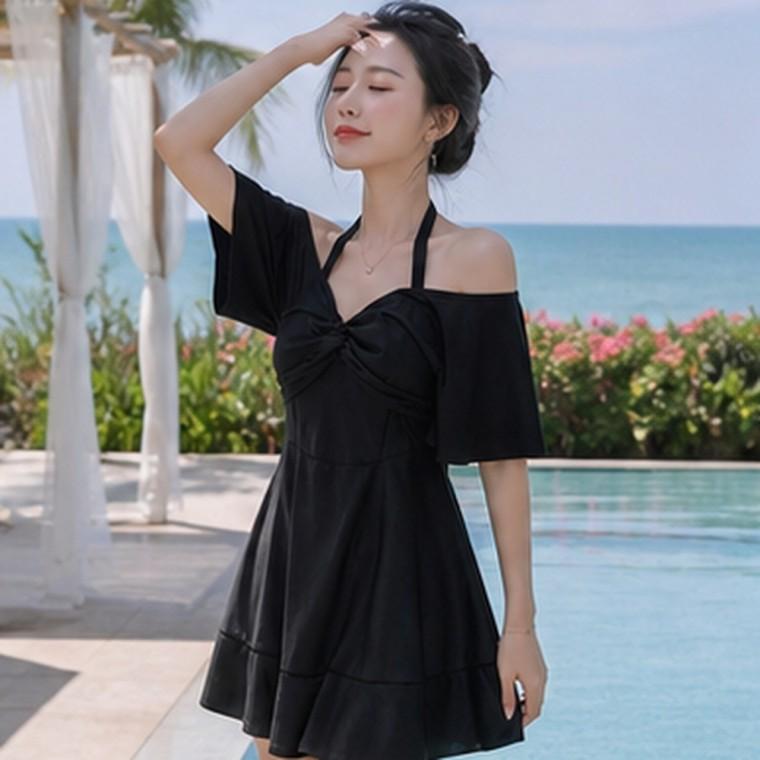 체형커버 여성 투피스 수영복 홀터넥 오프숄더 비치웨어 여름휴가 바캉스룩