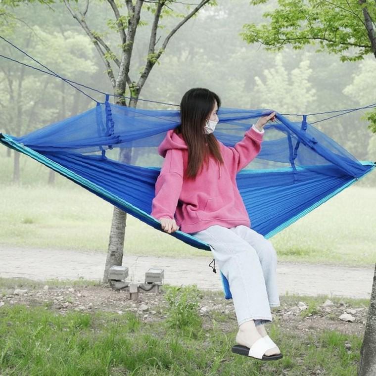 공중 부유형 캠핑 모기장 그물 해먹 야외용 침대 그네 차박