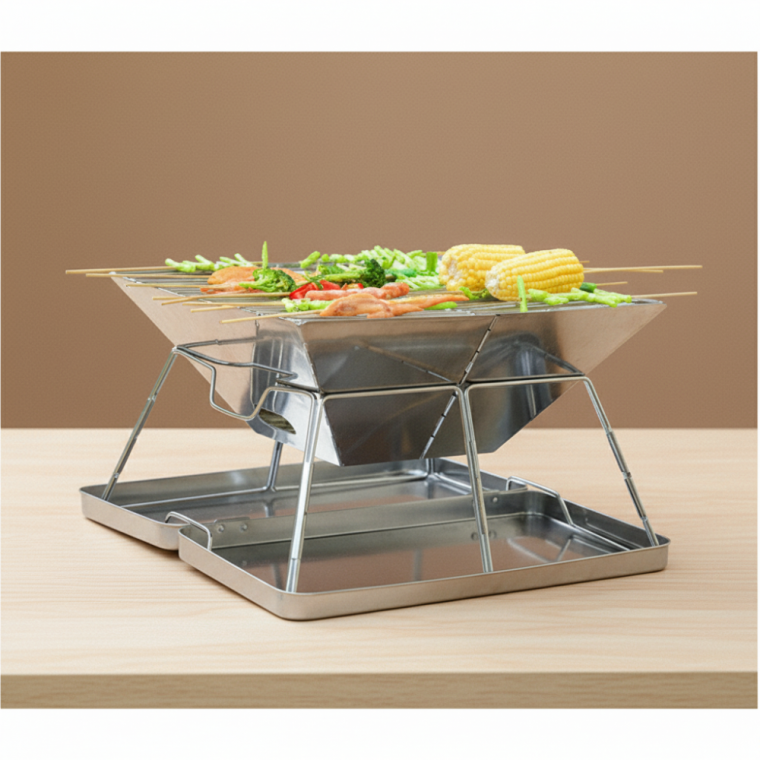 휴대용 캠핑 접이식 화로대 39x38cm 야외 바베큐 그릴 구이판