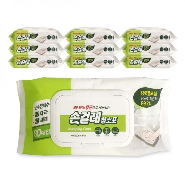 손걸레 청소포 80매입 10개 위생 티슈크리너 청소용물티슈 일회용걸레 손걸레물티슈