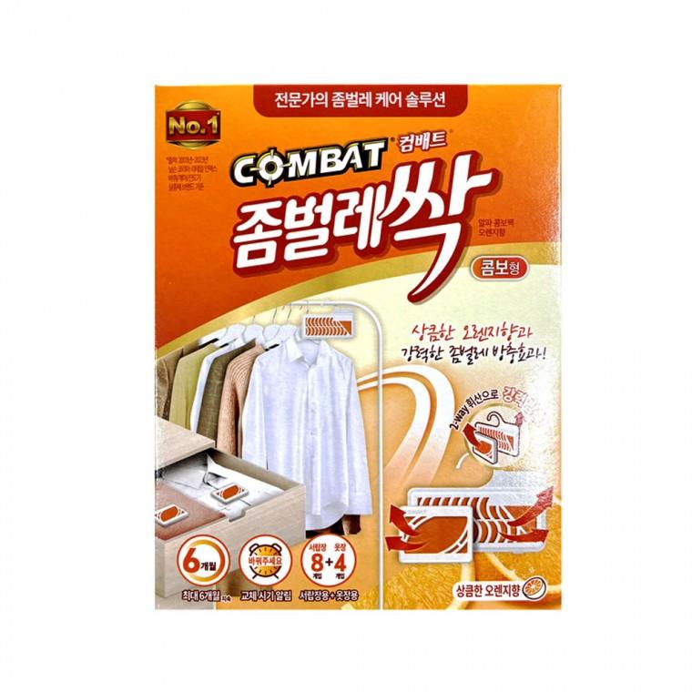 1+1 컴배트 좀벌레싹 콤보형 실속팩 서랍장용8개입 옷장용4개입 세트 오렌지향 좀벌레 퇴치