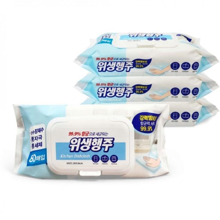 일회용 위생 행주 80매 5개 물티슈 엠보싱 일회용물티슈 소독용물티슈 식당물티슈