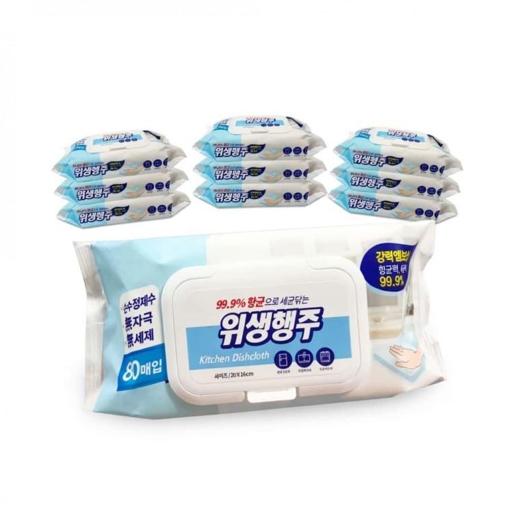 위생행주 80매 10개 물티슈 엠보싱 일회용 일회용주방행주 엠보싱행주 청소용행주