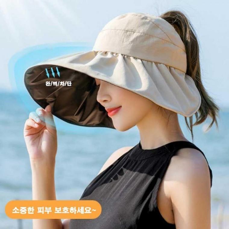 여성 창모자 바캉스 빅사이즈 모자 쇼핑 와이드 코디