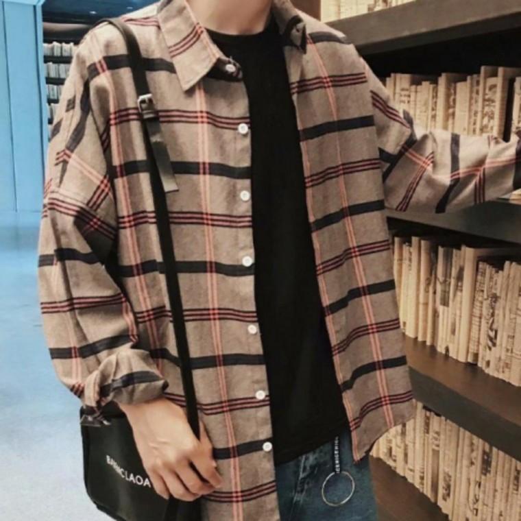남성 체크 가을 간절기 셔츠