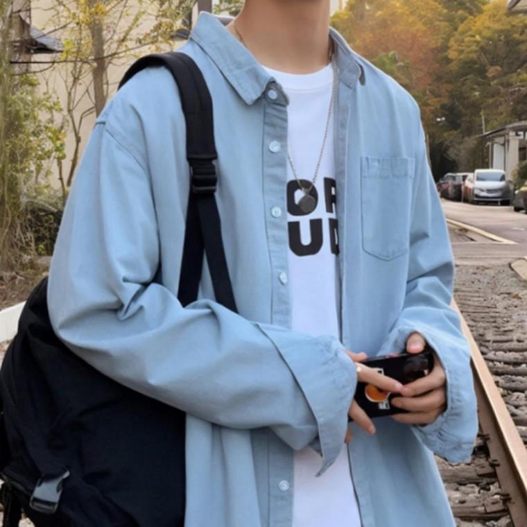 남성 데님 오버핏 캐주얼 아우터 가을 셔츠