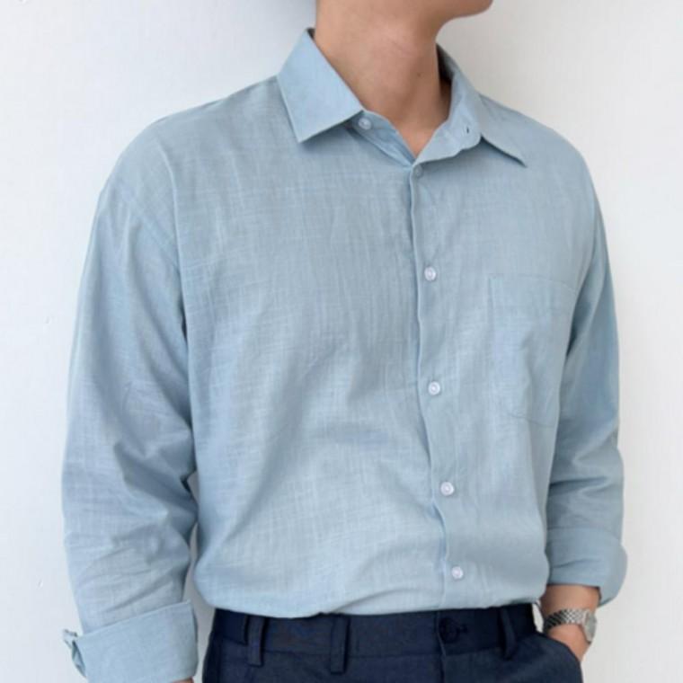남성 린넨 오버핏 루즈핏 가을 화이트 하늘색 6컬러 베이직 셔츠 6가지