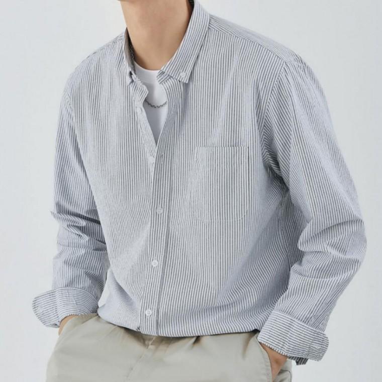 남성 스트라이프 카라 정장 캐주얼 봄 가을 셔츠