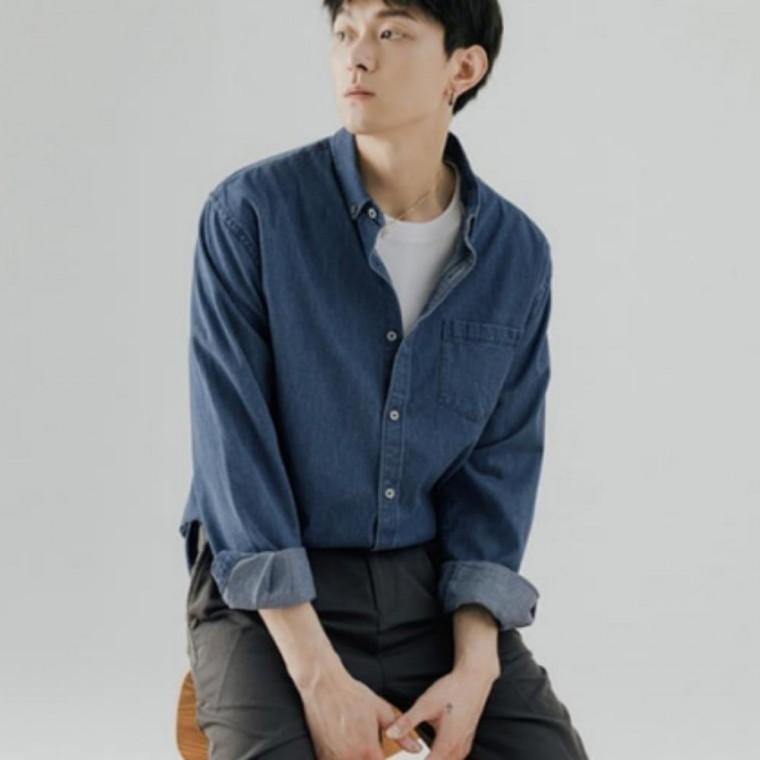 남성 데님 오버핏 가을 셔츠