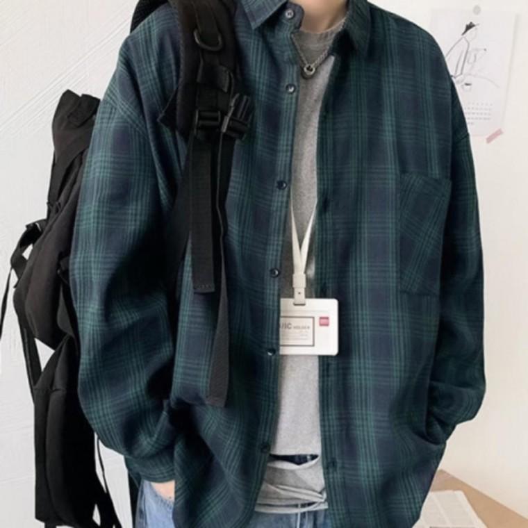 남성 여성 체크 루즈핏 캐주얼 아우터 봄 가을 클래식 셔츠