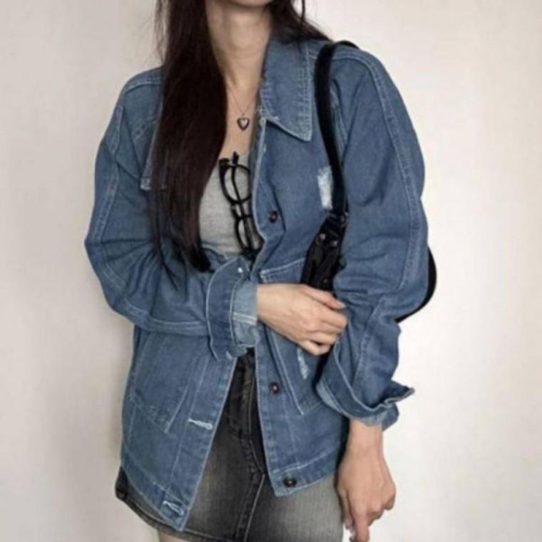 여성 데일리 데님자켓 간절기 아우터
