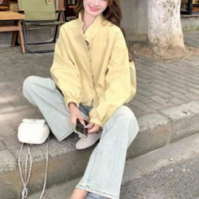 여성 하이넥 루즈핏 바람막이 재킷