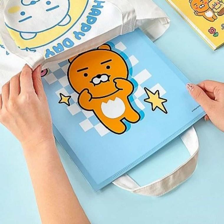 카카오 세이치즈 2포켓 화일 라이언 박스 (100개입) 귀여운클리어파일 A4보관홀더 신학기준비물