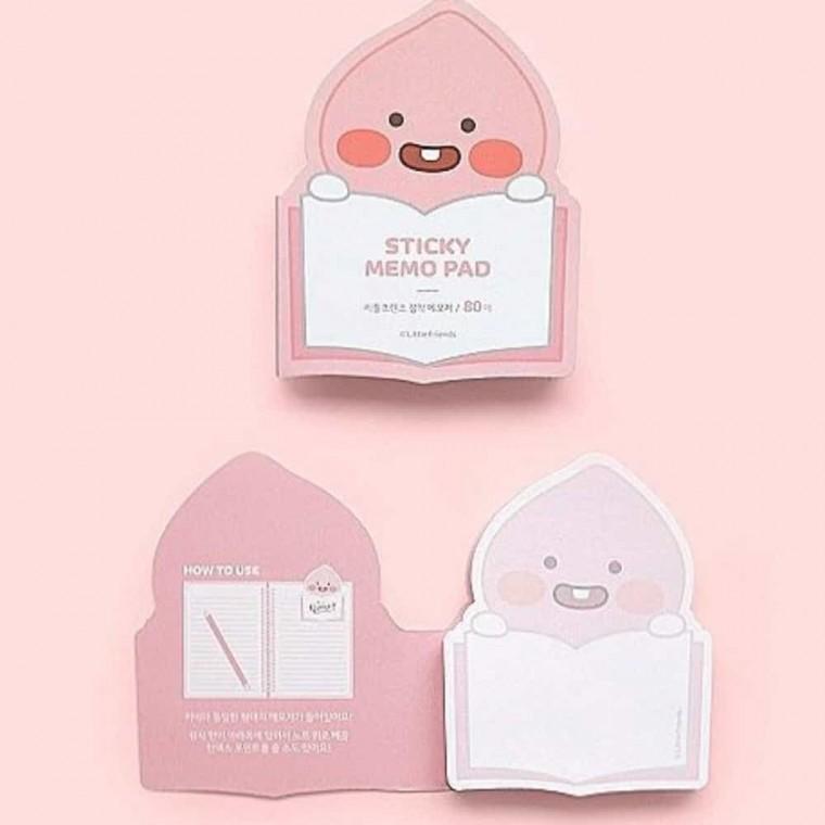 카카오프렌즈 리틀프렌즈 형태 점착메모지 어피치 70X10X91mm 80매 박스 (100개입) 접착식메모지 부분접착