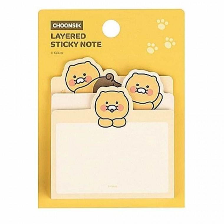 카카오 레이어드 3단 점착메모지 춘식이 박스 (100개입) 학생메모지 사무용메모지 3단메모지