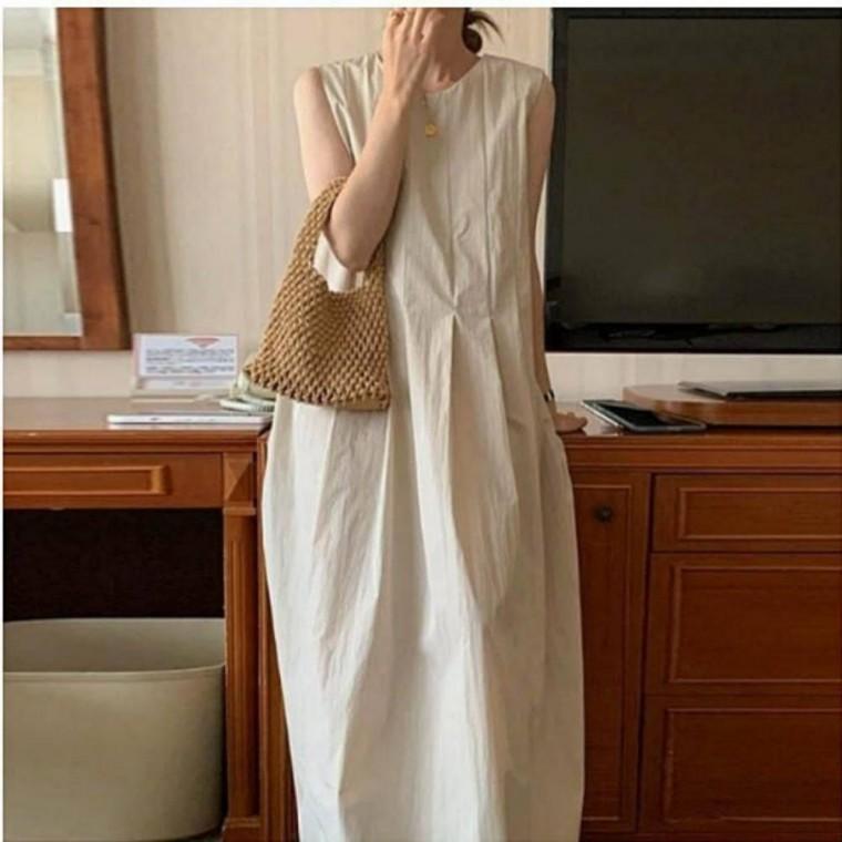 여성 핀턱 민소매 휴양지룩 롱원피스 데일리룩 여성패션 여자옷