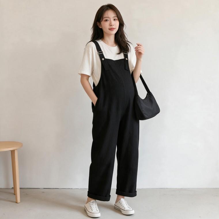 임산부 멜빵 바지 와이드 팬츠 임부복 임신초기 중기 산전 산후 데일리