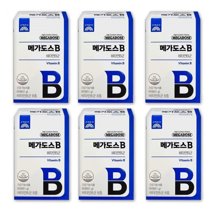 고려은단 메가도스B 비타민B군 850mg x 60정 6박스