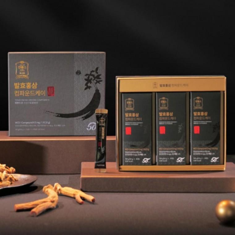 진웰스 컴파운드케이 K 홍삼액 스틱 30포 x 10g + 쇼핑백 발효 홍삼 구정 설날 설 명절 선물세트 선물