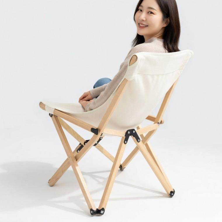 우드 로우 캠핑의자 낚시 폴딩 좌식 등받이 접이식