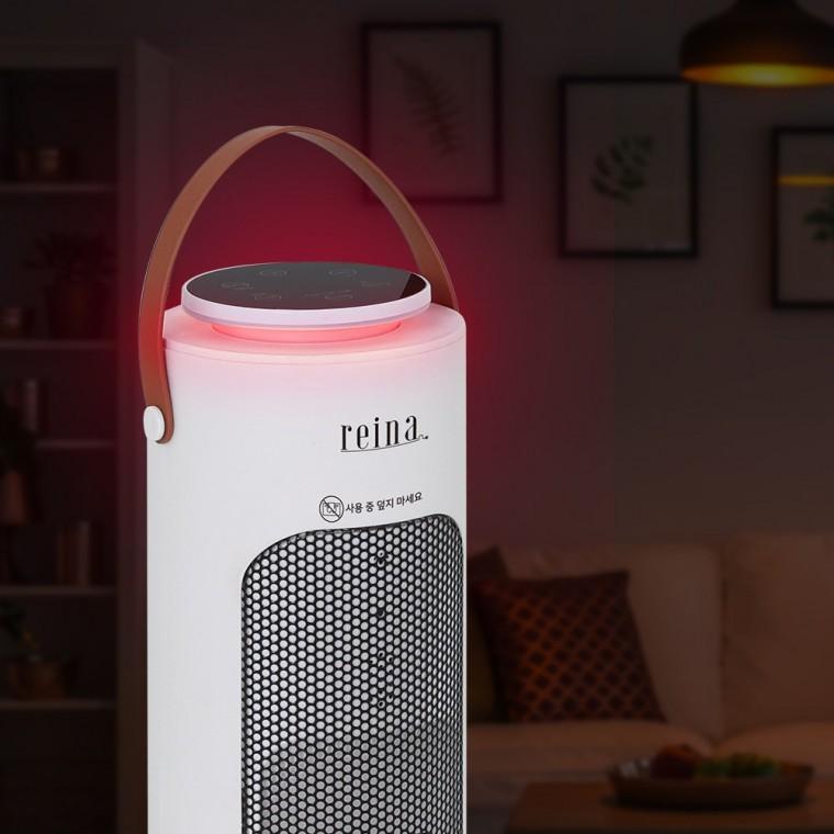 레이나 PTC 전기 온풍기 히터 사무실 LED 무드등 타이머 리모컨 블랙 RH-2236B