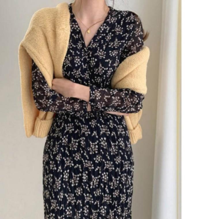 나들이 데일리 간절기 원피스 하객룩 쉬폰 가을 여신