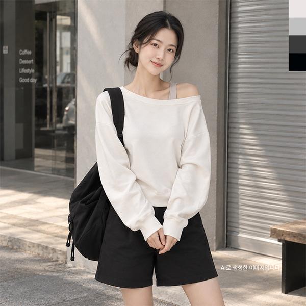 여성 2컬러 러블리 숄더 긴팔 티셔츠 DJJ-3008W
