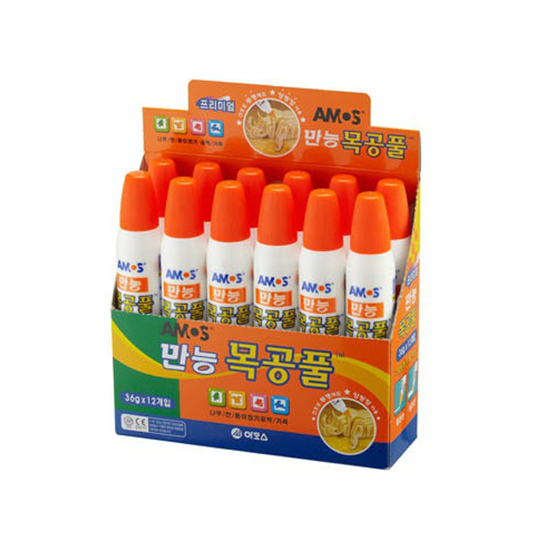 아모스 만능 목공풀 강력접착 목공용 본드 35g (12개입)