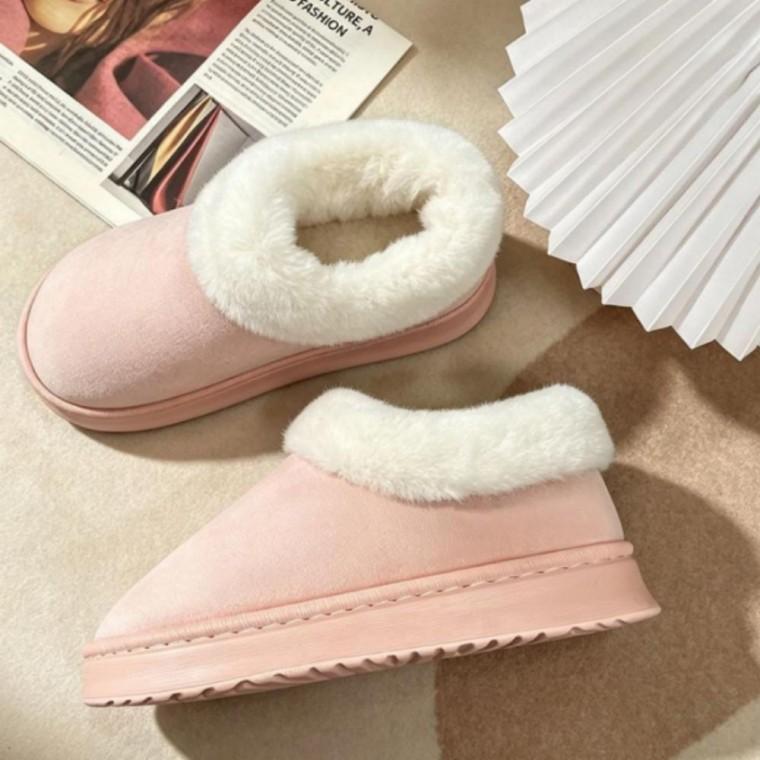 퍼 카라 양털 방한 보온 남녀공용 겨울 털 실내화 방한화 거실화