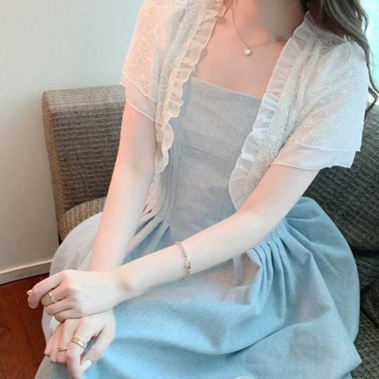 레이어드 가디건 반팔볼레로 나디건 여성여름가디건
