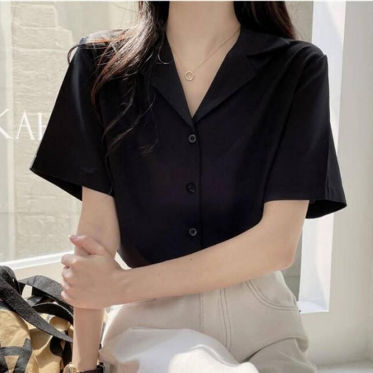 반팔 카라 블라우스 출퇴근 데일리 정장 셔츠 여성 시원한 포인트 여름 상의 코디